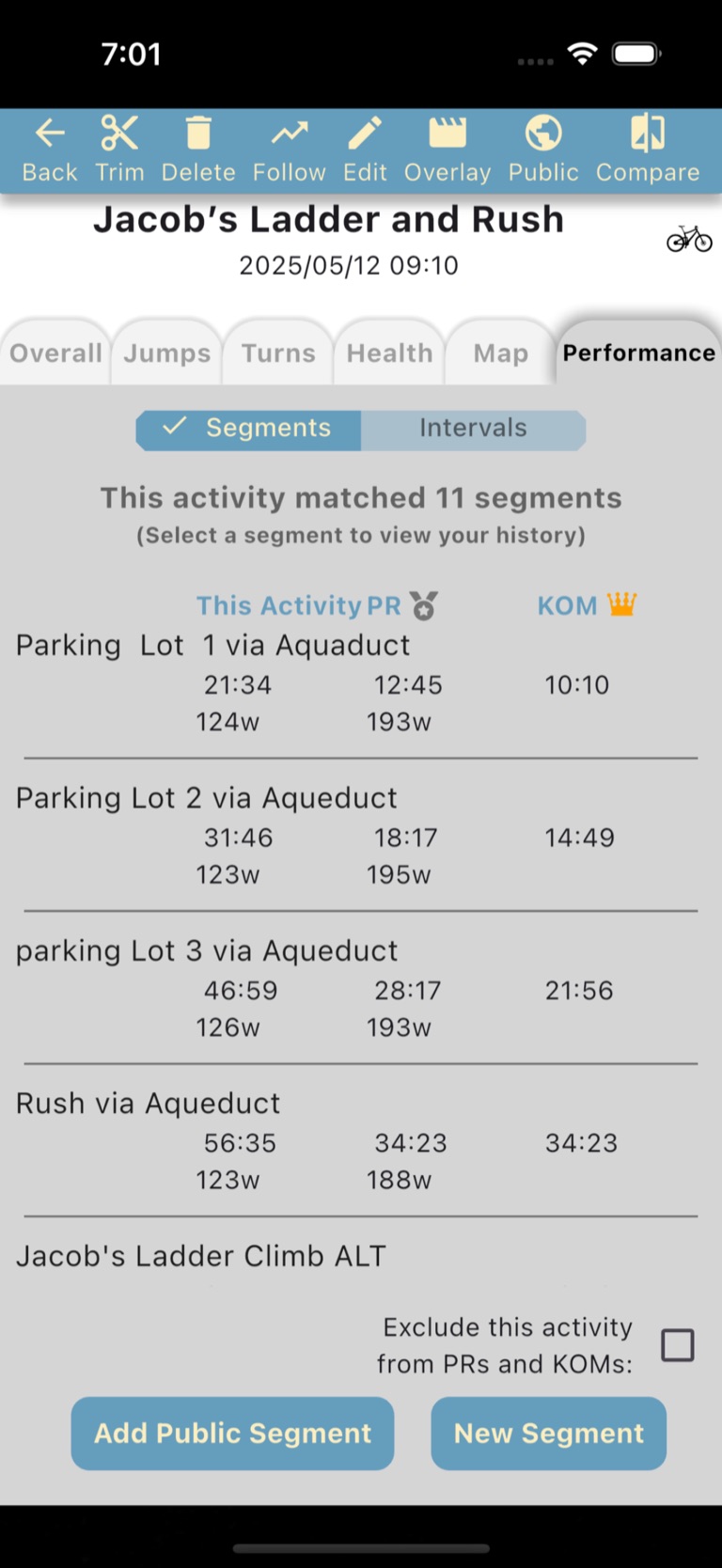 Segment time leaderboards