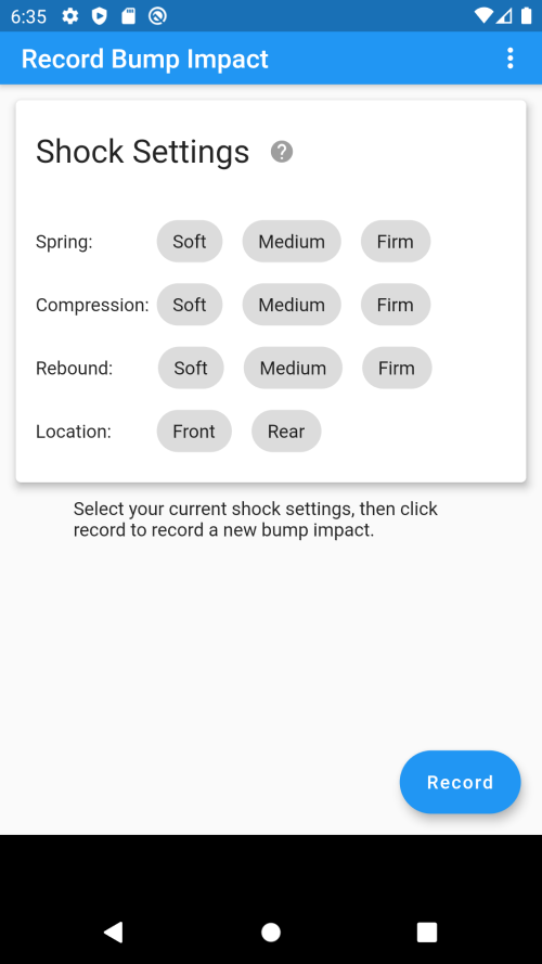Recording a shock setting